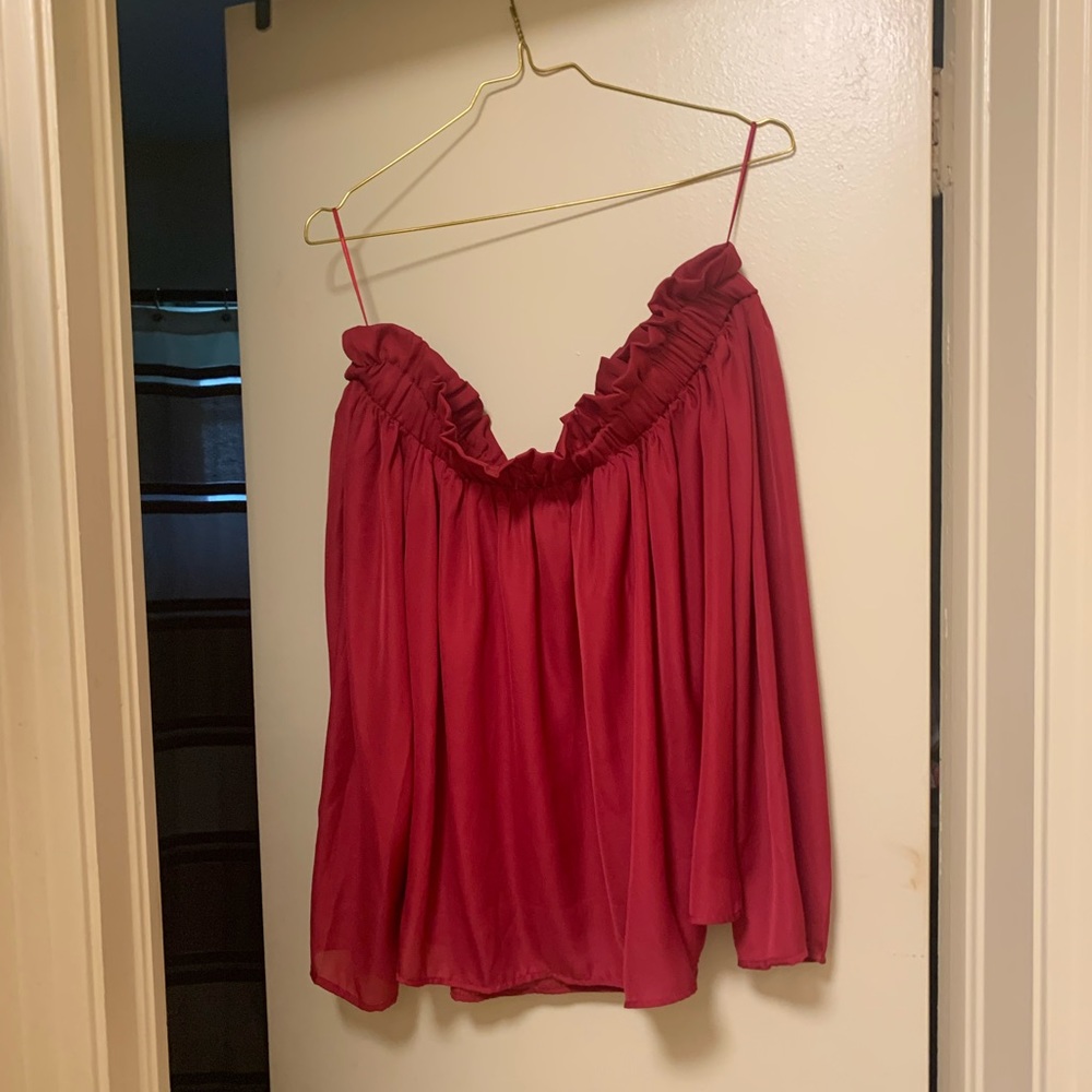Red flowy tube top